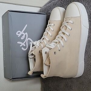 Women's Fashion Platform High Top Sneakers, Cute Corduroy Lace Up